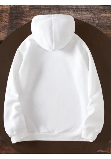 Kışlık Kapüşonlu Sweatshirt, Çocuk New York Manhattan Baskılı BEYAZ