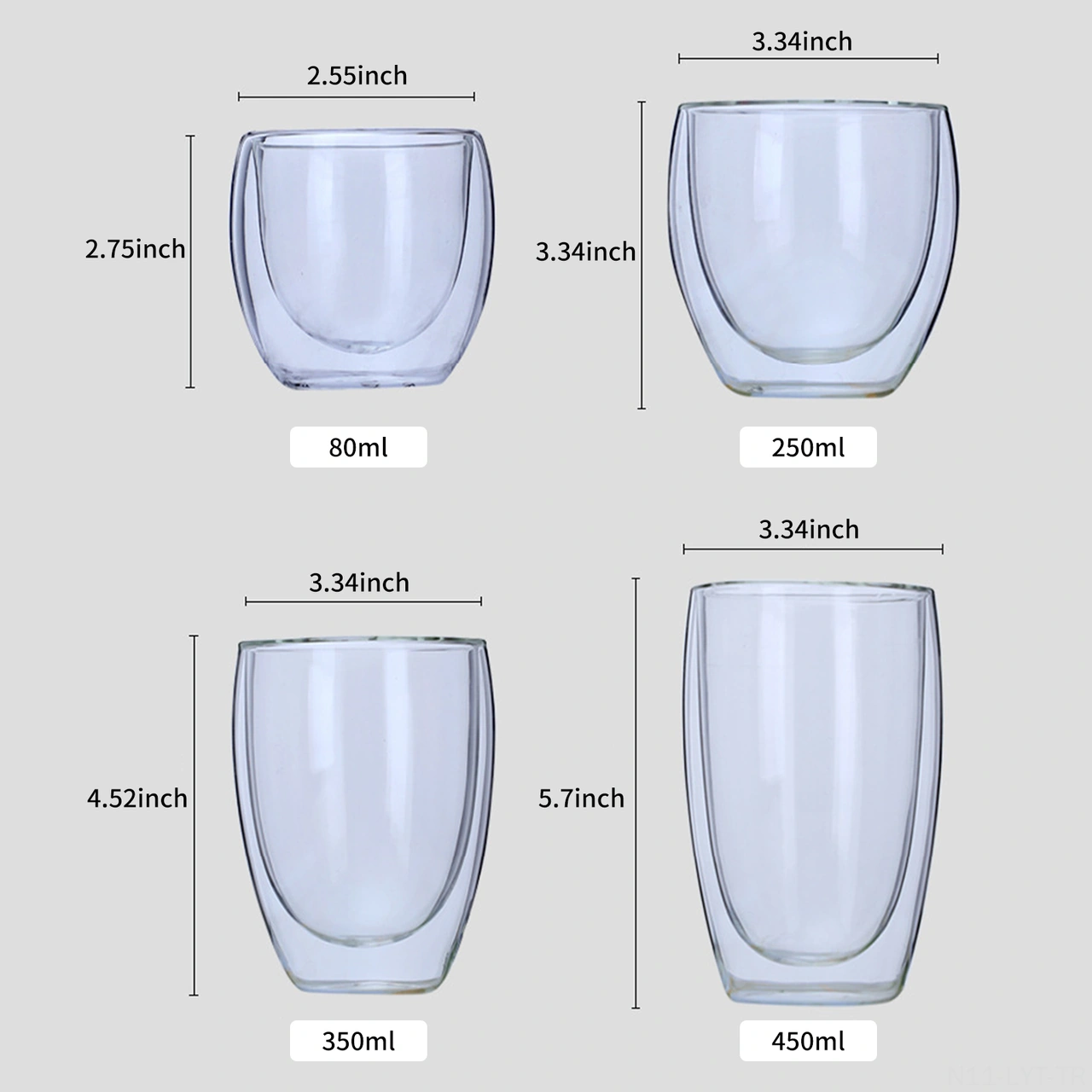 Youtek 450ml Borosilikat Cam, Isıya Dayanıklı Çift Duvarlı, Soğuk Ve Sıcak İçecekler İçin Şeffaf Bardak Çok Renkli