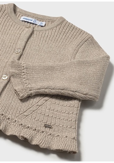 Mayoral Bej Kız Bebek Fırfırlı Örgü Hırka 2358 Toprak