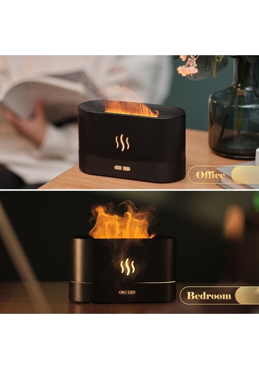 Youtek Siyah Usb Aroma Nemlendirici: Simülasyon Ateşi, Gece Lambası Ve Otomatik Kapatma Özelliği - Ev Kullanıma Uygun Nem Verici