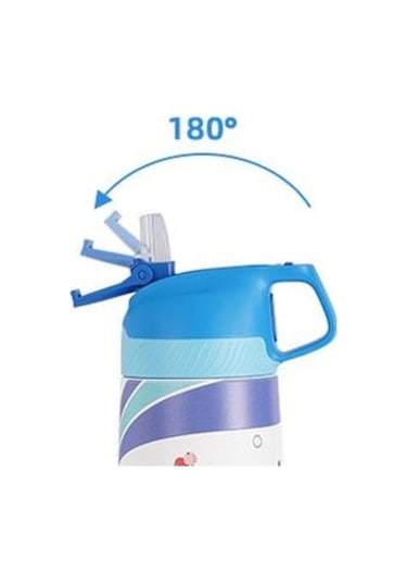 Vagonlife Çelik Pipetli Çocuk Termos Matara 350Ml Mavi