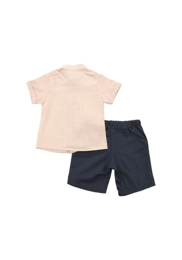 Papyonlu Çizgili Gömlekli Takım Bipamuk 001