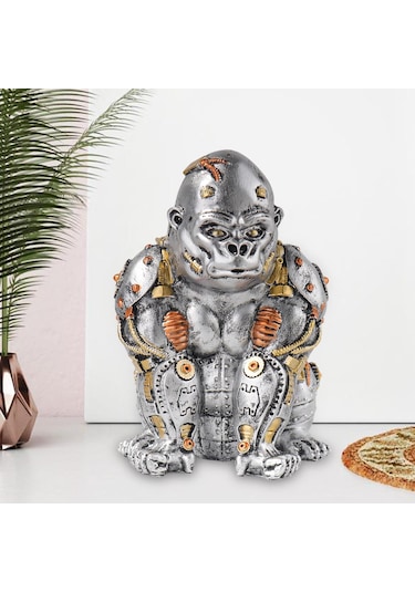 Suntek Mekanik Goril Heykeli Masa Üstü Süsleme I El 13,2cmx19cmx13,7cm