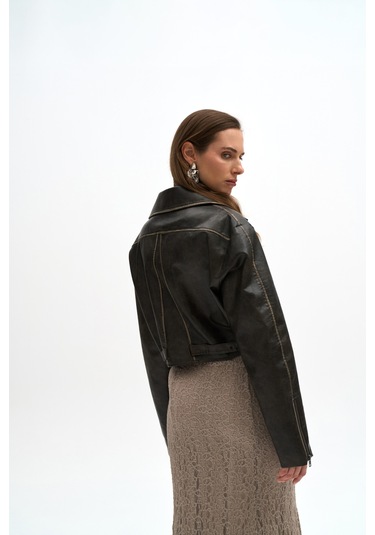 Veylia Uzun Vizon Dantel Etek Vizon