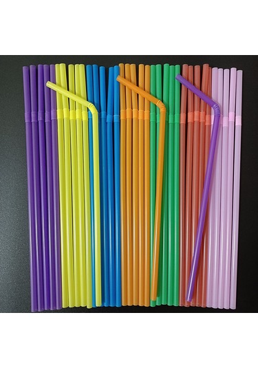 Aubyhe Yemek Grubu 200 Adet Renkli 5x210 Eğik Boru, Meyve Suyu Ve Milk Tea İçin Tek Kullandım Plastik Pipetler