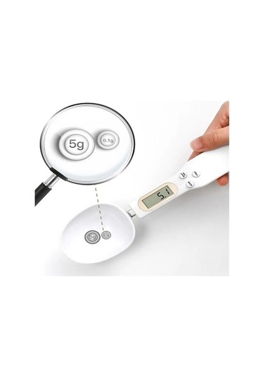 Wondernest Dijital Tartı Kaşık Mutfak Ölçüm Lcd Beyaz Ayarlanabilir 1 Adet Beyaz