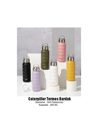 Paslanmaz Çelik Termos Su Şişesi 360ml Vakumlu Kapak Siyah İthal Ürün Siyah