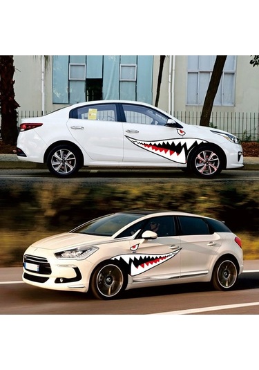 Novahub Çift Büyük Beyaz Köpekbalığı Yansıtıcı Araba Çıkartmaları Aksesuarlar