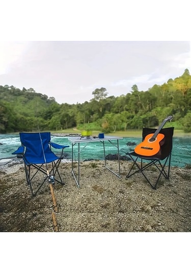 Fochsia Portatif Katlanır Kamp Sandalyesi 8 Ayaklı 150 Kg Navy Mavi Taşıma Çantalı Lacivert