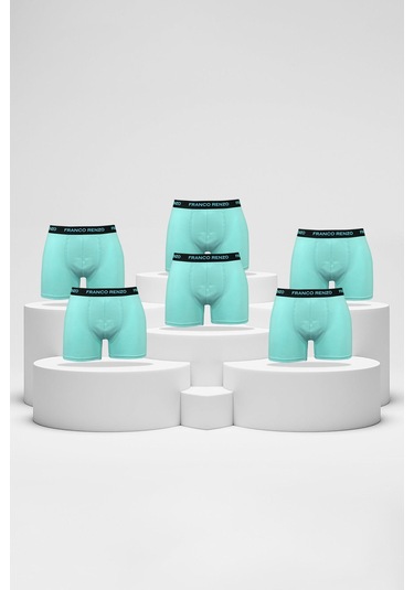 Franco Renzo Erkek 6'lı Lüx Kutulu Pamuklu Ve Likralı Boxer Bebe Mavi