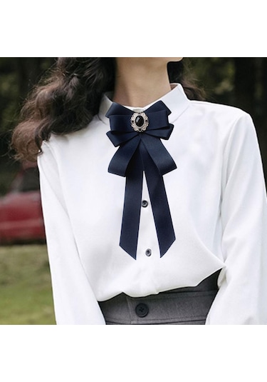 Suntek Kadın Ön Bağlanmış Ilmek Kravatlar Boyun Kravatı Lacivert