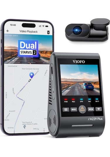 Viofo A229 Plus 2 Kameralı Ön+arka 2k+2k Hdr Sony Starvis 2 Sensörlü Wi-fi Gps'li Araç Kamerası