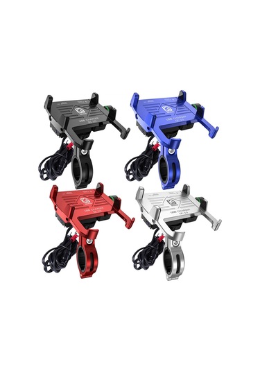 Kewig M6-s 12v Motosiklet Suya Dayanıklı Alüminyum Alaşımlı Cep Telefonu Braketi Qc3.0 Hızlı Şarj İle Siyah Siyah