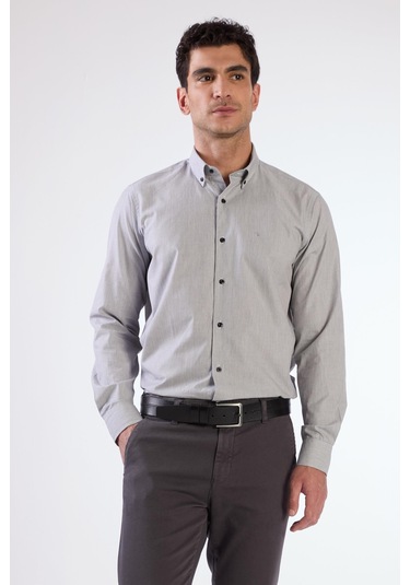 Siyah Çizgili Uzun Kol Regular Fit Erkek Gömlek Siyah