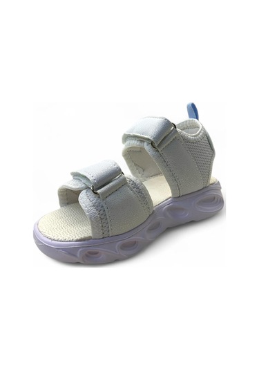 129 Kız Çocuk Okul Öncesi Hafif Işıklı Sandalet Beyaz