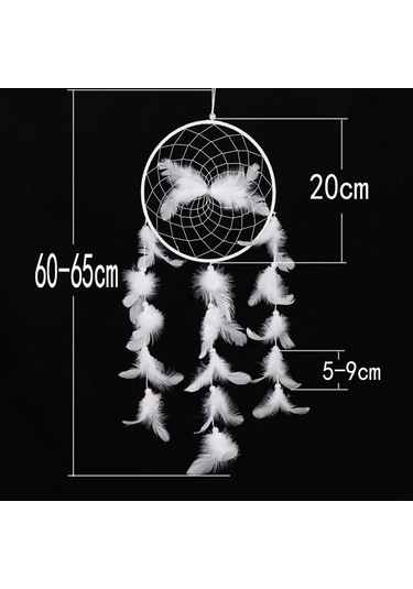 Dolıty Vintage Beyaz Sahte İnci Tüy Dream Catcher Ev Duvar 70cm