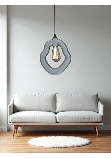 Bohem Beton Görünümlü Modern Minimalist Avize Ayarlı E27 Duy Salon Mutfak Yatak Odası Ofis Kafe Gri
