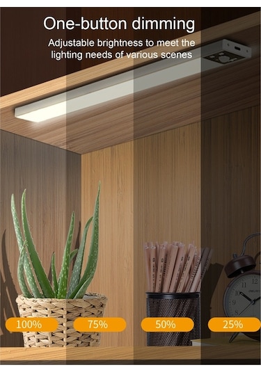 Novahub İnce Algılamalı Şarjlı Led Dolap Aydınlatma, 40cm Gümüş, Parlaklık Düzenli, Şarjlı, Siyah Ve Gümüş Gümüş