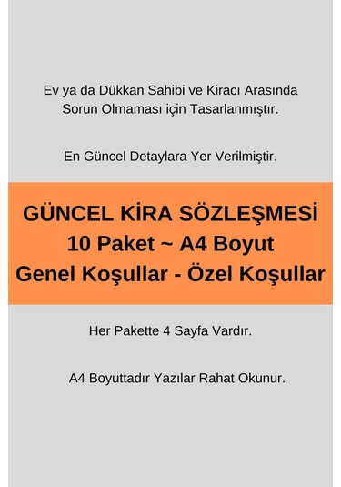 10 Paket, Kira Sözleşmesi Güncel Detaylı.