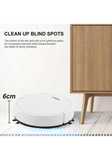 Supermarket1 3'ü 1 Arada Mini Süpürge Robotu Akıllı Temizleyici Beyaz Beyaz