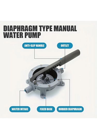 Motion003 720gph Manuel Bilge Su Pompası Deniz Teknesi İçin Kendi Kendine Emişli Diyafram El Aleti Kauçuk Malzeme Gri Tek Paket Su Transferi