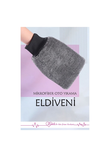 Premium Oto Yıkama Eldiveni, İçi Astarlı & Süngerli Mikrofiber Eldiven, Araç Köpükleme Eldiveni