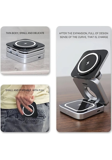 Topshop1 Derin Gri Katlanabilir Stand Hizli Sarj Usb Type C Seyahat Dostu 36v Telefon Kulaklik Saat