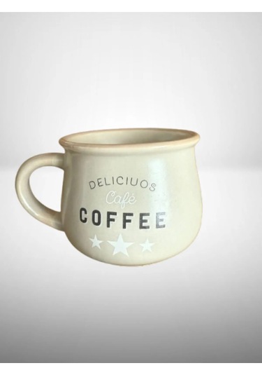 Seramik Kupa Bardak Coffee Desenli 150 Cc - Bej Bej