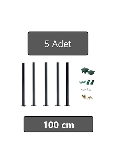Dekorafence 100 Cm Panel Çit Direği Antrasit 5 Adet Aksesuarl
