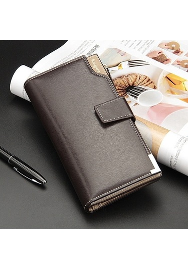 Createtech Baellerry Erkek Uzun Cüzdan, Modern Genç El Çantası, Kahverengi Kahverengi