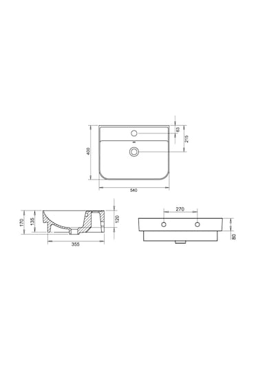 Turavit Luna Tezgah Üstü Lavabo 55 CM