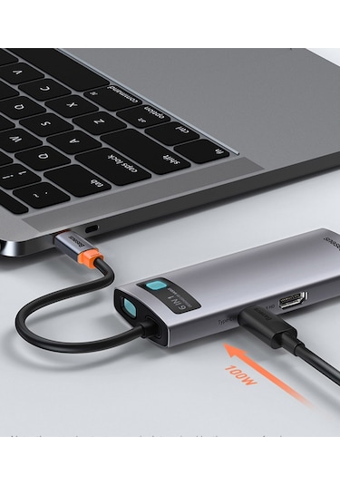 Baseus Metal Gleam Series 6İn1 Type C Hub Usb Hdmı Rj45 Adaptör Ç