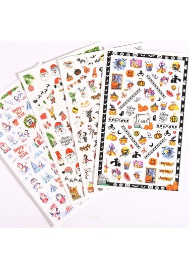 Fastbuy Halloween Tırnak Sticker Seti - 691 Desenli Kağıt Tırnak Sanatı, Ev/salon Dekoru