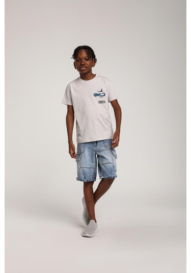 Escabel Erkek Çocuk Sırt Baskılı Tshirt Gri