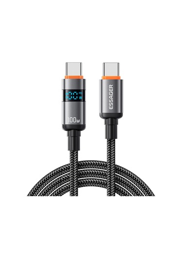 Essager Es-x61 1m Tip-c - Tip-c Kablo 100w Dijital Ekran Telefon Tablet Dizüstü Bilgisayar Hızlı Şarj Veri Kablosu