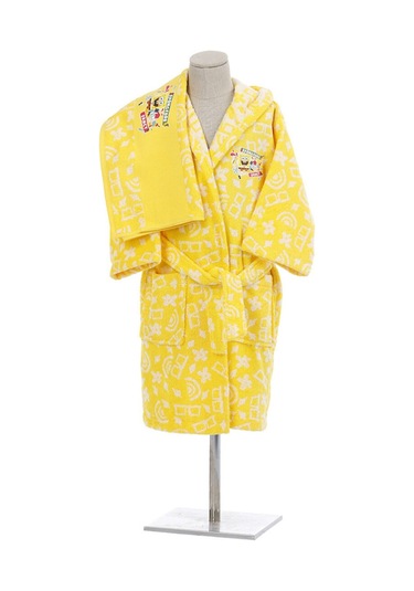 Sponge Bob Fun Lisanslı Havlu Bornoz Set Sarı 7-8 Yaş