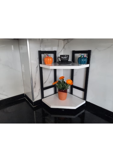 Tezgah Üstü Köşe Raf İkili Beyaz