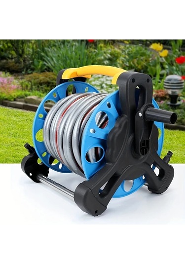 Willowhaven Mavi Saklama Arabası: Bahçe Hortumu Dolabı, Ayarlanabilir, Keskinsiz, Taşınabilir Çözüm