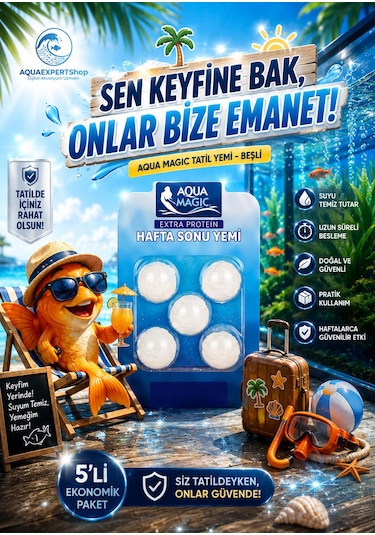 Balık Tatil Yemi - Beşli Paket - Ekstra Protein - Yavaş Salınım - Uzun Süreli Beslenme - Balıklarınız Güvende Kalır