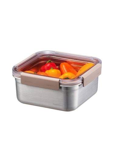 Locknlock Kare Kilitli Paslanmaz Çelik Fırın ve Saklama Kabı 1.3 L Kahverengi