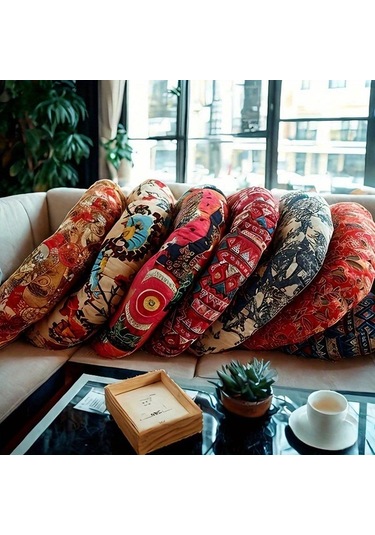 Dashanshop Wave Desenli Yuvarlak Oturma Minderi - Kalın Ve Konforlu Yoga Ve Yemek Sandalye Minderi Dalga Deseni