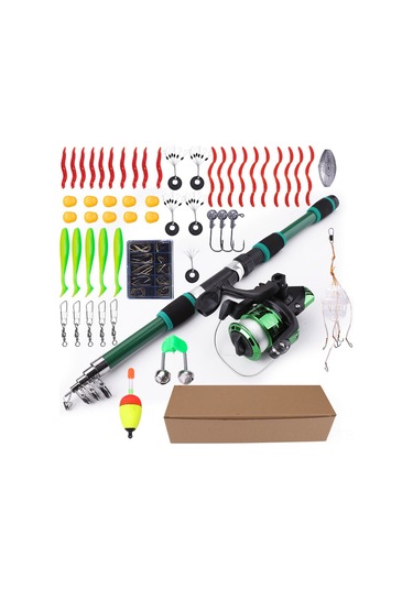 Springsun Fıshkıng 1.8m Uzatılabilir Portatif Olta Seti - 55 Parça Yumuşak Yemli Çapraz Balıkçılık İçin Yeni Başlayanlar İçin Tam Zamanlı Kombinasyon Yeşil