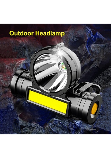 OL-108 Şarjlı Kafa Lambası Su Geçirmez Kafa Feneri 3 W + Cob Led Siyah