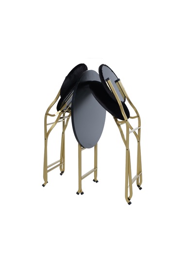 Siyah Kumaş Gold Metal Bahçe Takımı - 4 Sandalye + 1 Masa