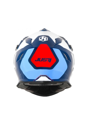 J34 Pro Tour Mavi-beyaz-kırmızı Güneş Vizörlü Cross Kask Çok Renkli