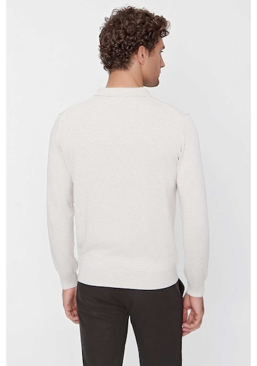 Morven Basic Dinamik Fit Rahat Kesim Polo Yaka Triko Kazak 99kc017001653 Bej