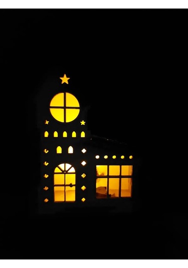 Lavanta Tasarım Işıklı Büyük Maket Ev 1 Beyaz