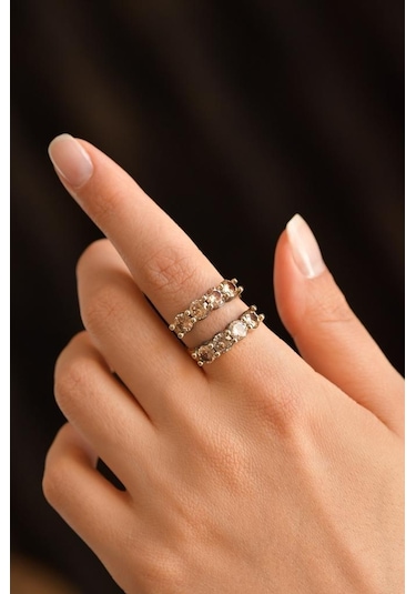 Roza Silver Sitrin Taşlı Spiral Elişi Otantik Gümüş Yüzük 925 Rr10016