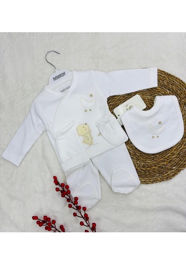 Sevimli Ay Ve Tavşan Desenli 5'li Hastane Çıkışı Çok Renkli