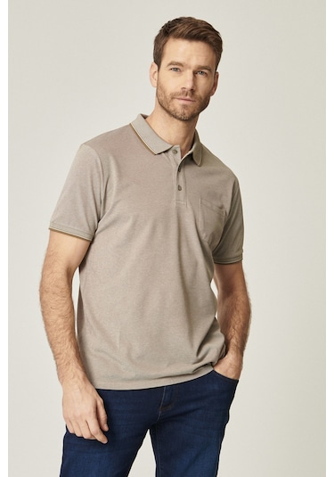 AC&Co / Altınyıldız Classics Erkek Neftı-beyaz Polo Yaka Cepli Regular Fit Geniş Kesim Düz Tişört Neftı-beyaz Beyaz - Nefti